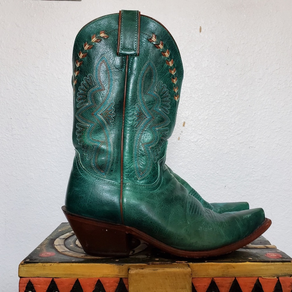 Green Justin Cowboy Boots